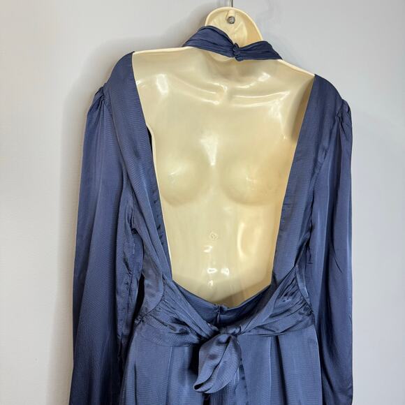 Anthropologie Hutch Open Back Midi Dress Blue Long Sleeve Blue Size 14 - Picture 6 of 16